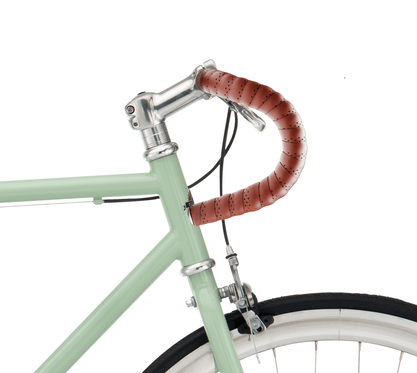 Bockstyre - Brun linda, silver metall Cykel