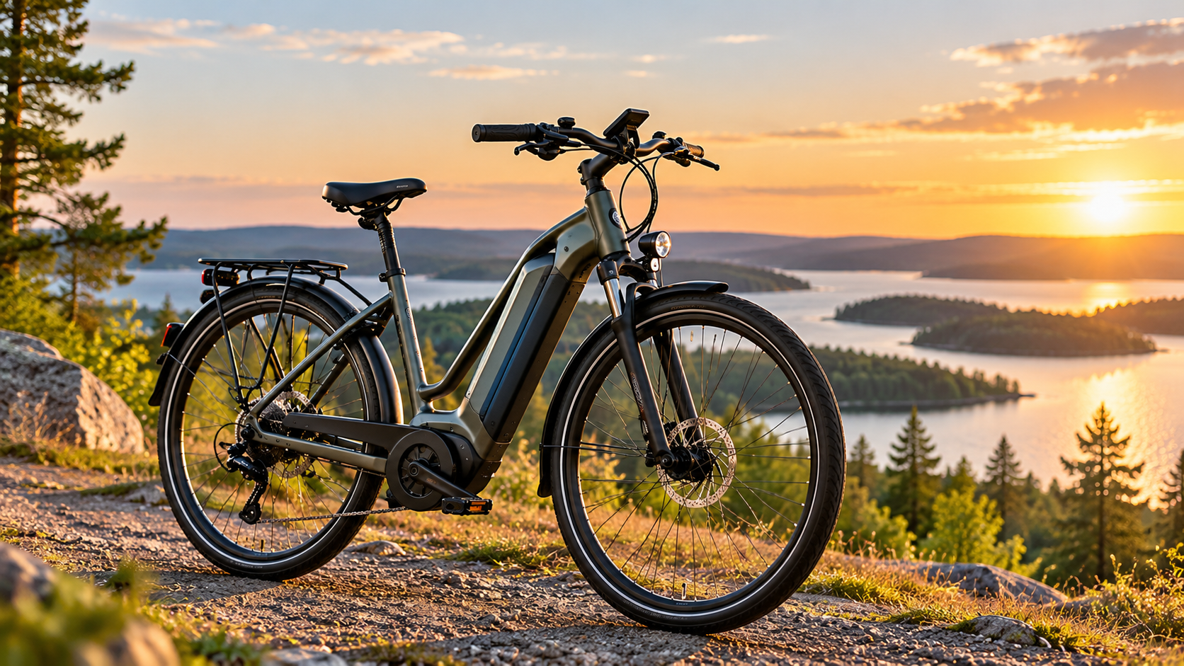 Elcykel i naturskön miljö